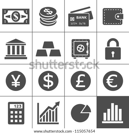 Finance Icons. Each icon is a single object (compound path). Simplus series