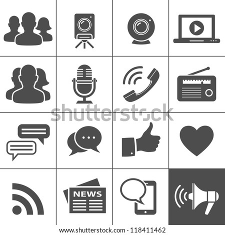 Media & Social Network Icons. Simplus series. Each icon is a single object (compound path)