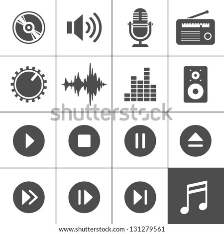 Music and sound icons. Vector illustration. Simplus series
