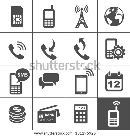 Mobile account management icons. Simplus series. Vector illustration