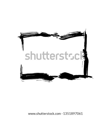 Vector Dry brush frames. Hand drawn artistic frames. Grunge brush stroke frame for text, quote, advertising design. Black and white engraved ink art. Frame border ornament square.