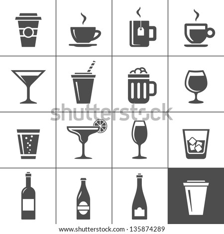 Drinks and beverages icon set. Simplus series
