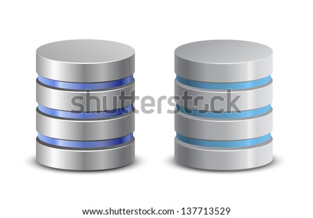 Database icons. Network backup icons