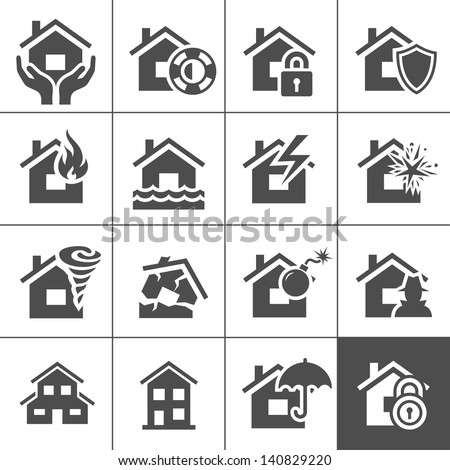 Property insurance icon set. Vector illustration. Simplus series