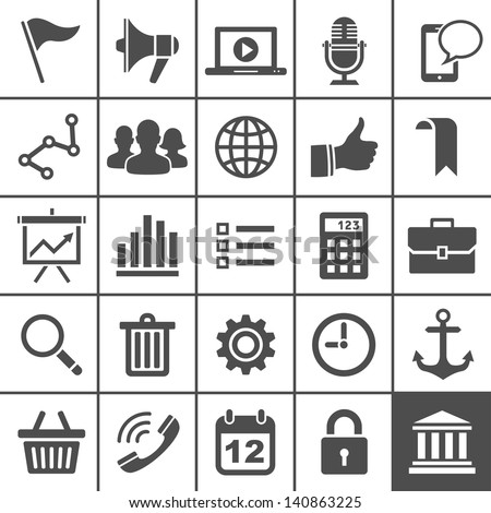 Universal Icon Set. 25 universal icons for website and app. Simplus series. Vector illustration