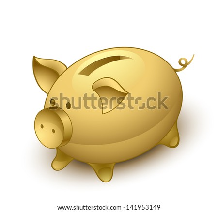 Golden piggy bank .Vector illustration