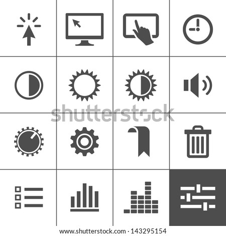 Settings icon set. Control icons. Vector illustration. Simplus series