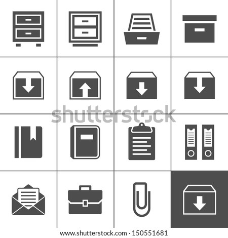 Archive icon set. Simplus series. Each icon is a single object (ideal for web and app icons)