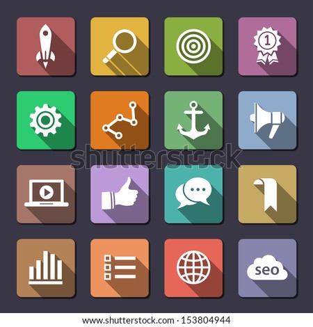 Search engine optimization, internet marketing icons. Flaticons series. Vector icons