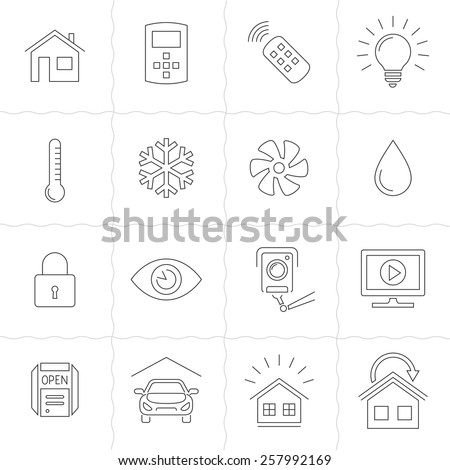 Smart Home and Smart House line icons. Home automation control systems. Simple outlined icons. Linear style