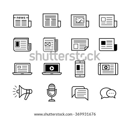 News publish media icons. Newspaper and modern devices and technology. Vector illustration