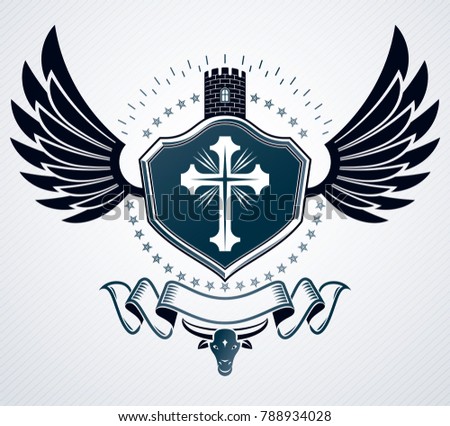 Heraldic emblem isolated vector illustration.