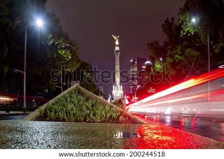 Similar – Foto Bild Siegessäule in einer Pfützenspiegelung mit Asphalt und Bordsteinkante