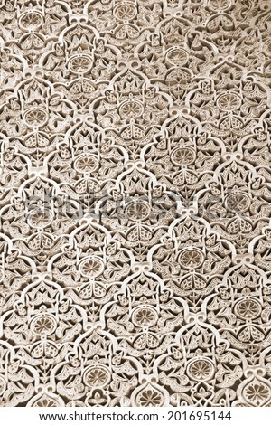 Beautiful pattern carved from stone in Morocco