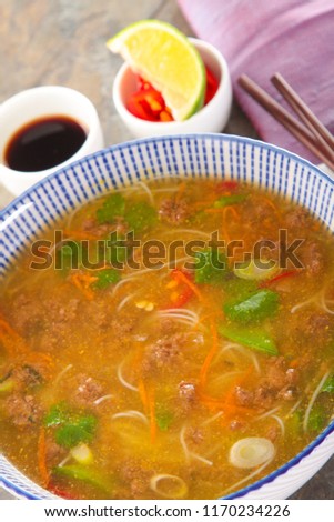 traditional Chinese Yuk sum yuk sum noodle broth