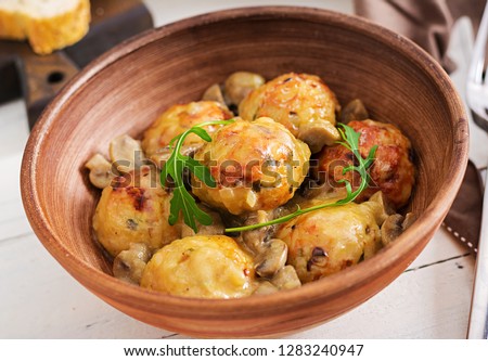 Similar – Image, Stock Photo Meatballs With Mushrooms And Quinoa