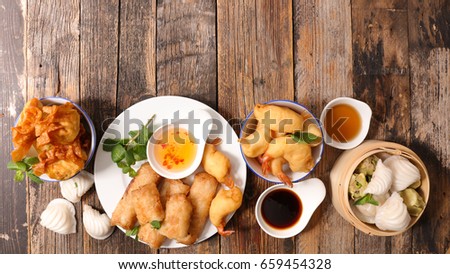 collection of asian food