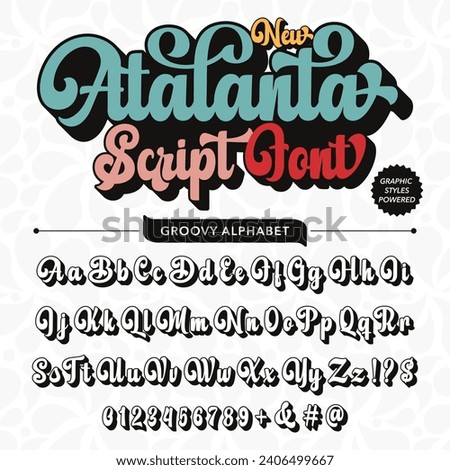 Black and white New Atalanta script Retro Font template