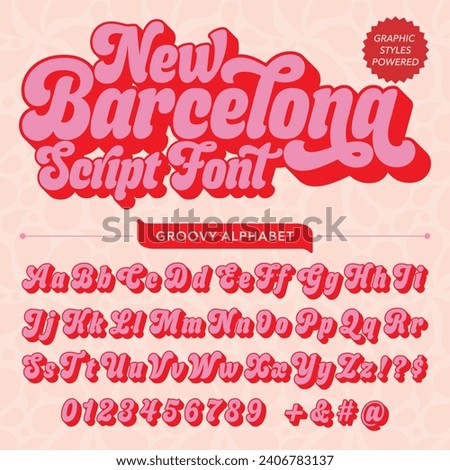 New Barcelona groovy script Retro Font template