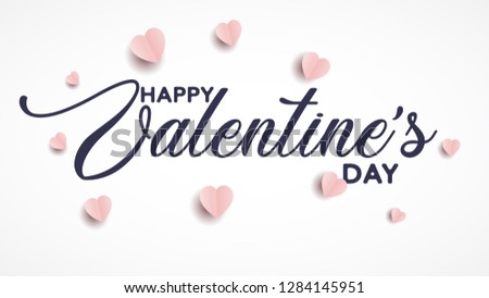 Happy Valentines Day typography poster with handwritten calligraphy text, isolated on white background. Vector Illustration - Vektör