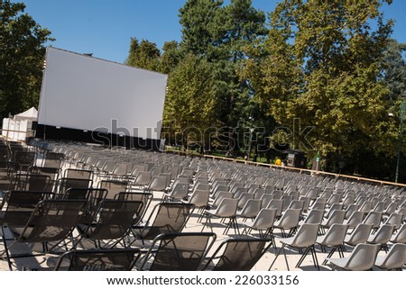 The open air movie theater during the Milan film festival, Italy