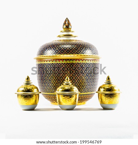 Thai ceramic ware handcraft bowl isolated on white background