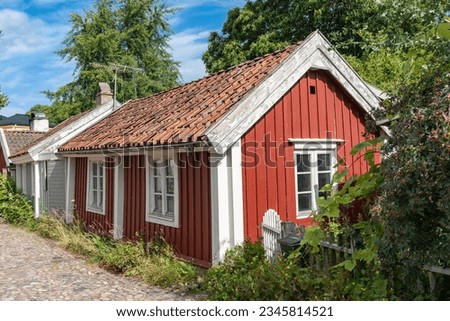 Image, Stock Photo Wooden houses in Sweden