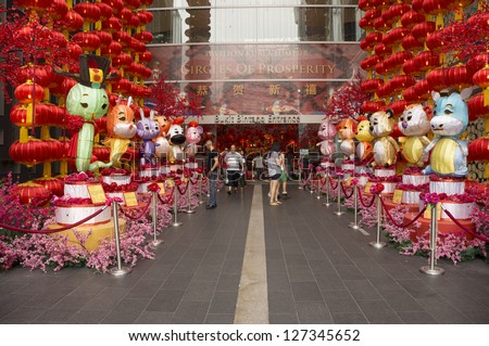 KUALA LUMPUR - FEB 6: Chinese zodiac decorate a supermarket in conjunction with the Chinese New Year celebration 2103 at the Pavilion Shopping mall in Kuala Lumpur, Malaysia on February 6, 2013.