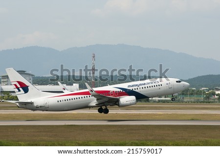 SEPANG, MALAYSIA - AUGT 4: Boeing 737-8H6(WL) registered with number 9M-MSJ owned by Malaysia Airlines (MAS) take off at Kuala Lumpur International Air Port, Sepang, Malaysia on August 4, 2014.
