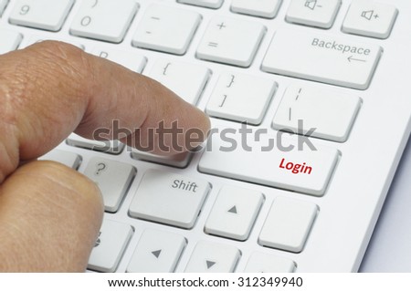 Close up white keyboard with Login word button