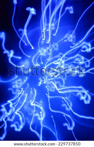 Pattern of playing with light on blue background, Abstract blue light play