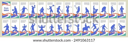 Paris 2024. Championship banners. Olympic games concept. Olympics sport. Competition templates set. Sport games cards. 