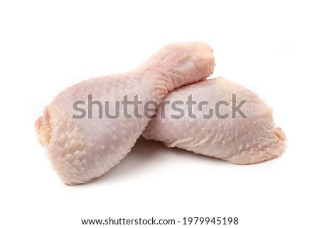 Raw chicken drumsticks, isolated on white background. Stock fotó © 