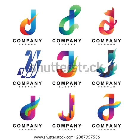 colorful letter j set logo