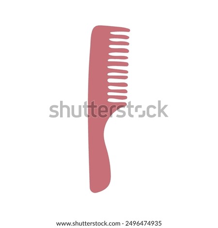 Flat vector illustration with hair care isolated object: hair dressing table comb, dresser comb for hair, mustache, beard. Hand-drawn funny hair styling grooming comb