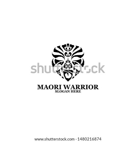 maori warrior logo design vector