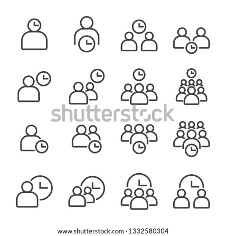 Simple Set of Business People Related Vector flat Line Icons. Contains such as time management, organization, community, group of people or person and more.
