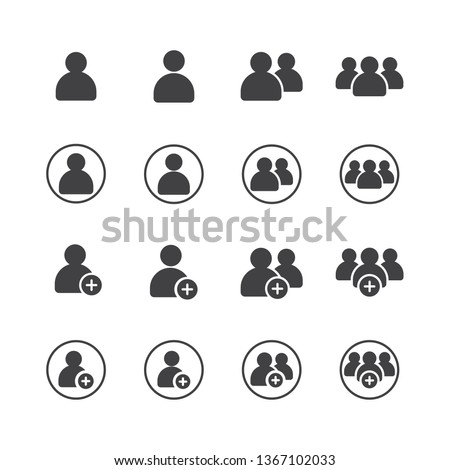Set of User and add friend for Accounting, Profile, Administrator,Social Media, Mobile apps, internet web, etc. flat solid Icon - Vector illustration EPS 10