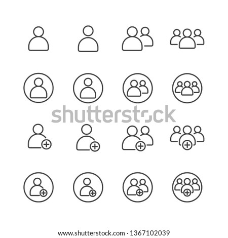 Set of User and add friend for Accounting, Profile, Administrator,Social Media, Mobile apps, internet web, etc. Flat Line Icon - Vector illustration EPS 10