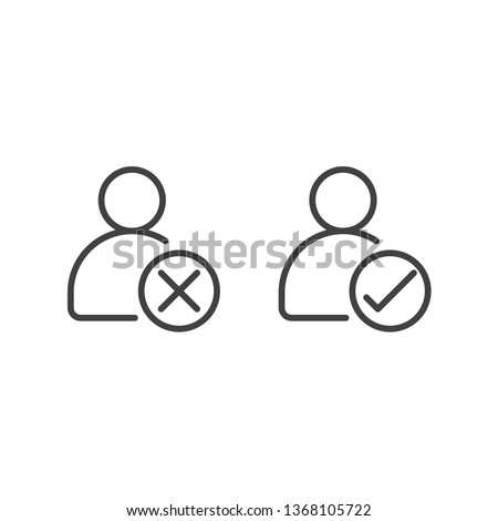 Users with Right and wrong sign outline icon.