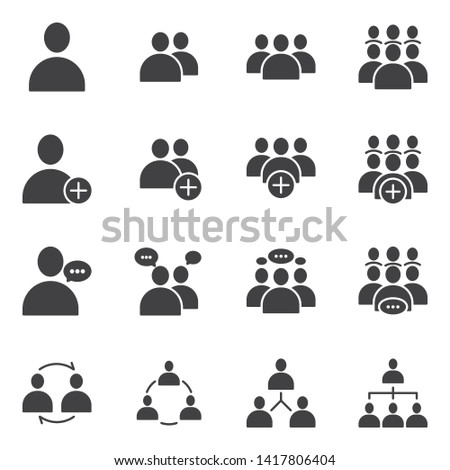 Simple Set of Business People Related Vector flat Glyph solid Icons. Contains such as Meeting, Business Communication, Teamwork, connection, speaking and more