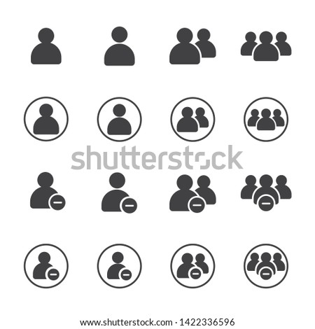 Simple Set of Business People Vector Glyph solid Icons with round. Contains such as group of people, delete, decrease, ban, cancle, fire, exclude, minus, negative and more. illustration eps 10