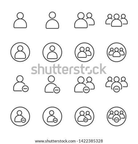 Simple Set of Business People Vector 
Outline Icons with round. Contains such as group of people, delete, decrease, ban, cancle, fire, exclude, minus, negative and more. illustration eps 10