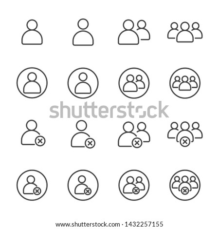 Set of User and delete friend with X cross and round for Accounting, Profile, Administrator,Social Media, Mobile apps, internet web, etc. outline Icon - Vector illustration EPS 10