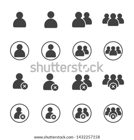 Set of User and delete friend with X cross and round for Accounting, Profile, Administrator,Social Media, Mobile apps, internet web, etc. flat solid glyph Icon - Vector illustration EPS 10