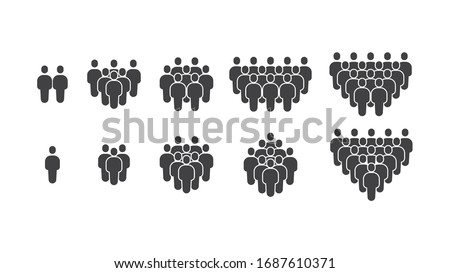 Simple Set of Business People Group Modern and Trendy Stick Figure Person Human Avatar Solid Glyph Icons Vector. Such Icons as Team, Teamwork, Community, Social, Harmony, Member, Hierarchy, Ranking.
