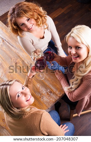 three friends having a girls evening