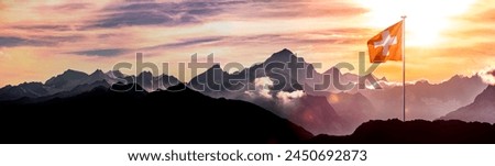 Image, Stock Photo Sunset in the Swiss Alps with view of the Weisshorn