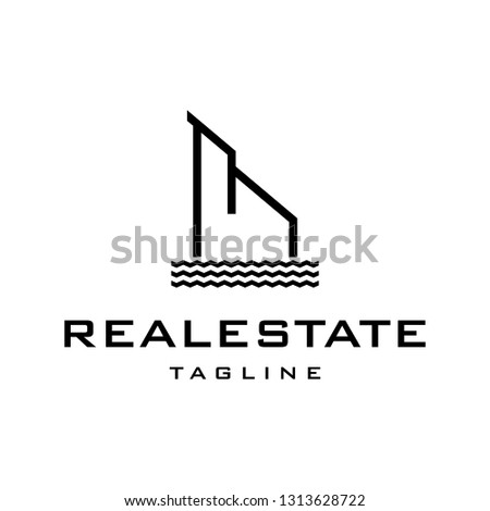 Riverbank real estate logo design template