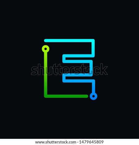 Letter E logotype mon oline,Technology and digital abstract circuit, connection concept -vector